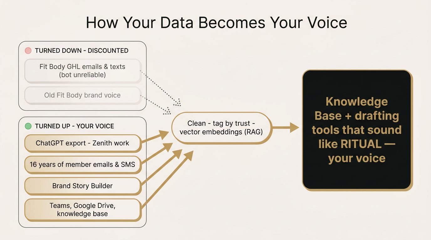How your data becomes your voice — flow diagram